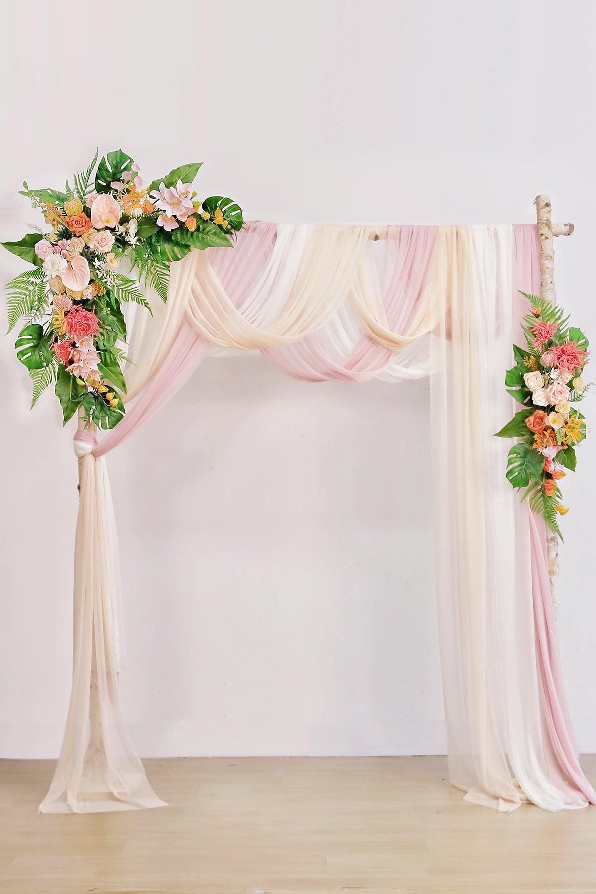 Flower Arch Decor with Drapes in Tropical Pink & Cream