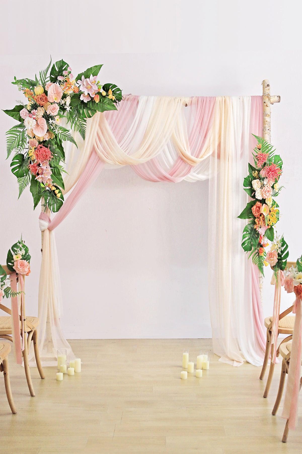 Flower Arch Decor with Drapes in Tropical Pink & Cream