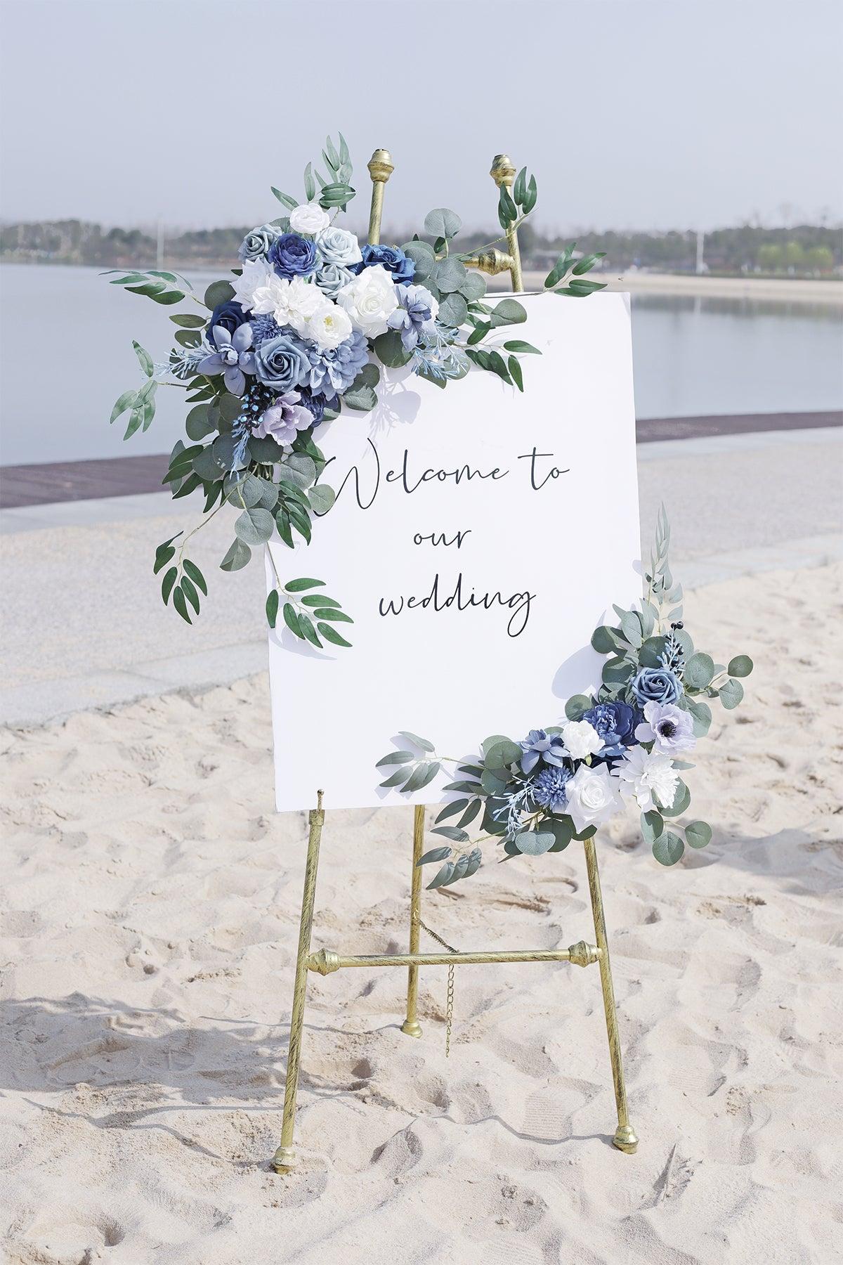 Flower Sign Decor in Dusty Blue & Navy