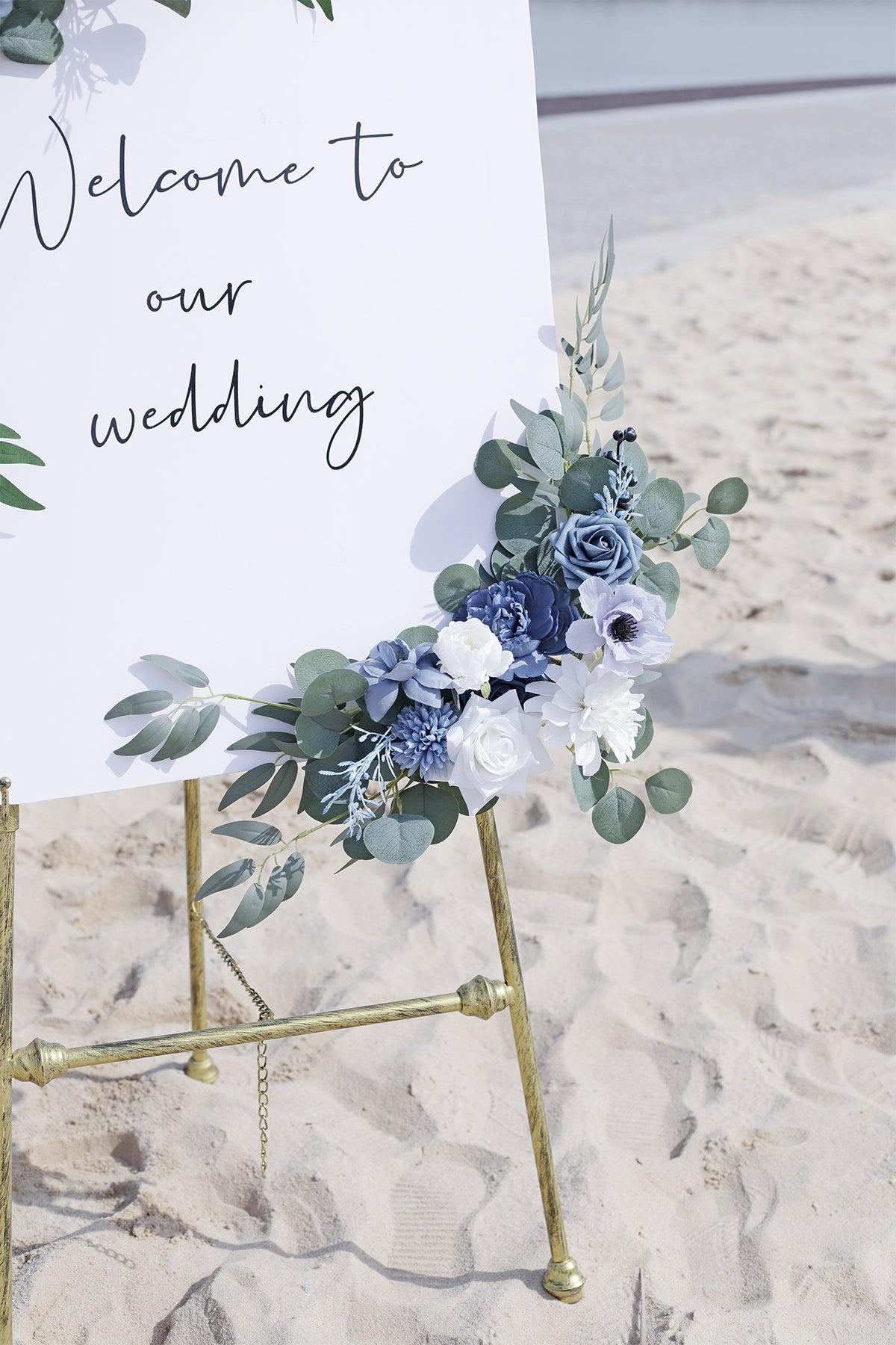 Flower Sign Decor in Dusty Blue & Navy