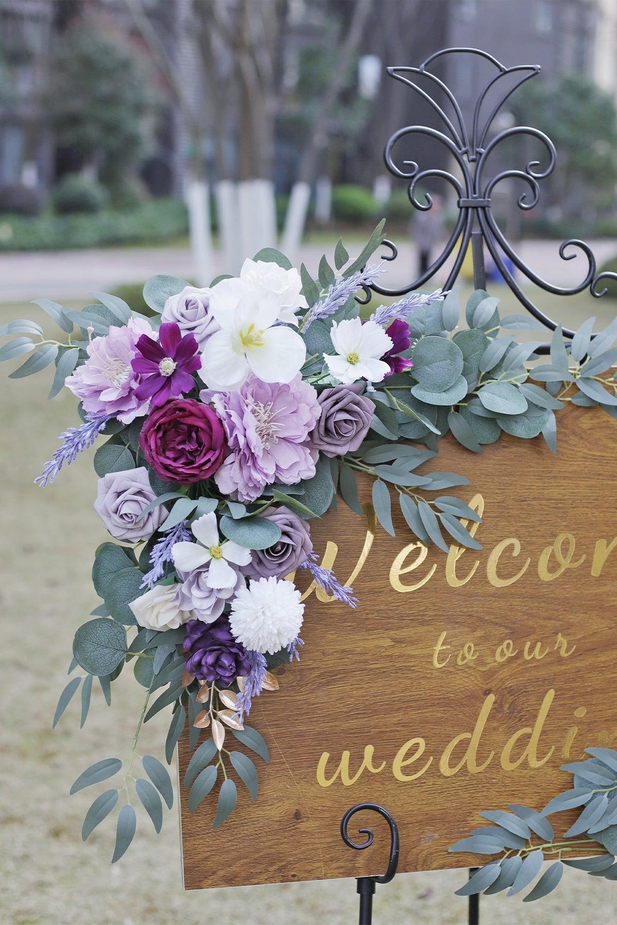 Flower Sign Decor in Lilac & Gold