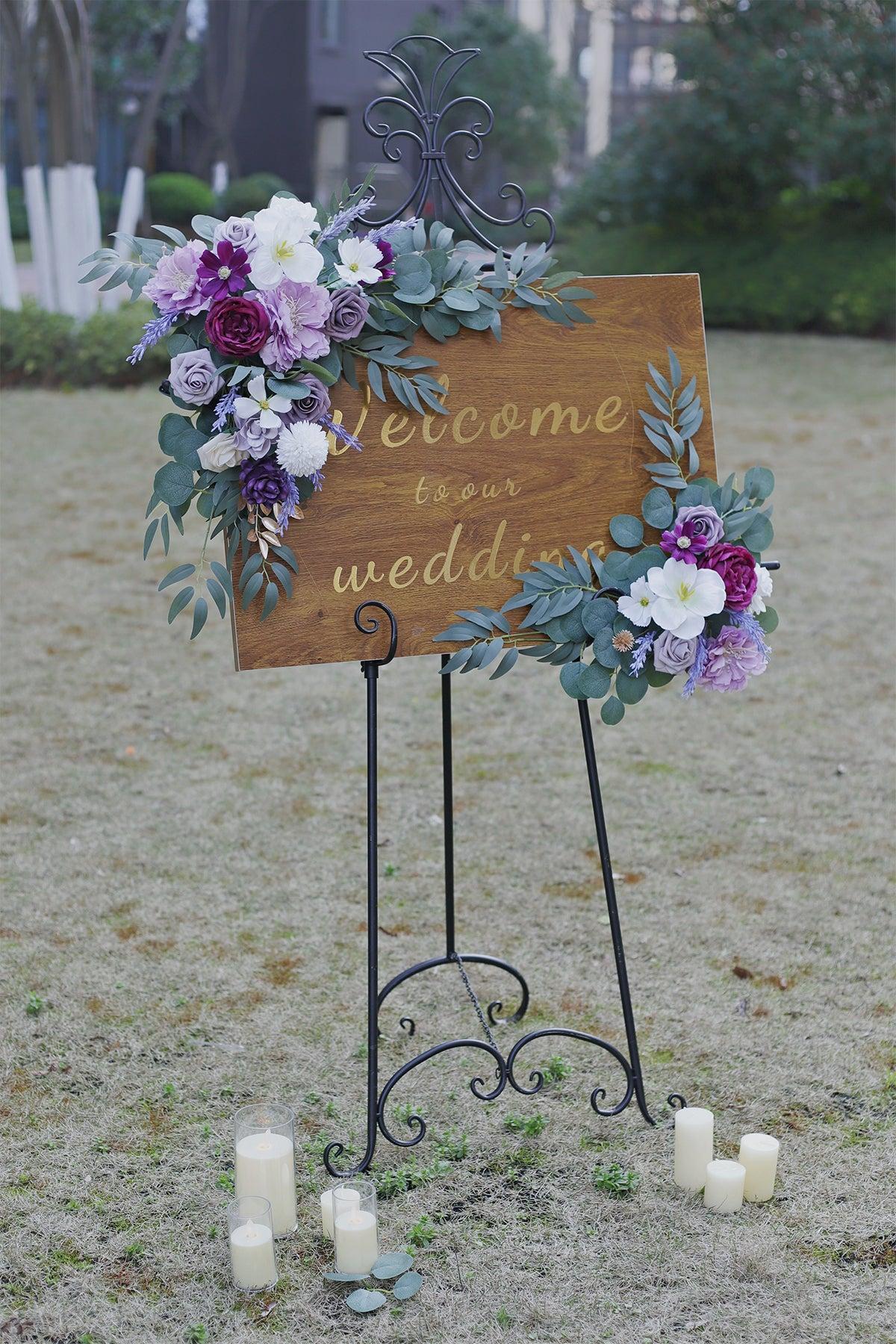 Flower Sign Decor in Lilac & Gold