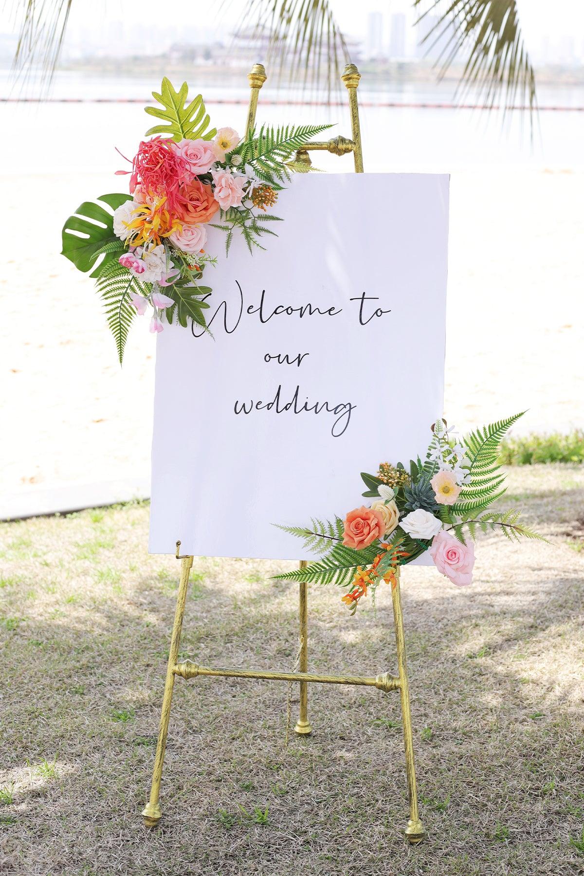 Flower Sign Decor in Tropical Pink & Cream