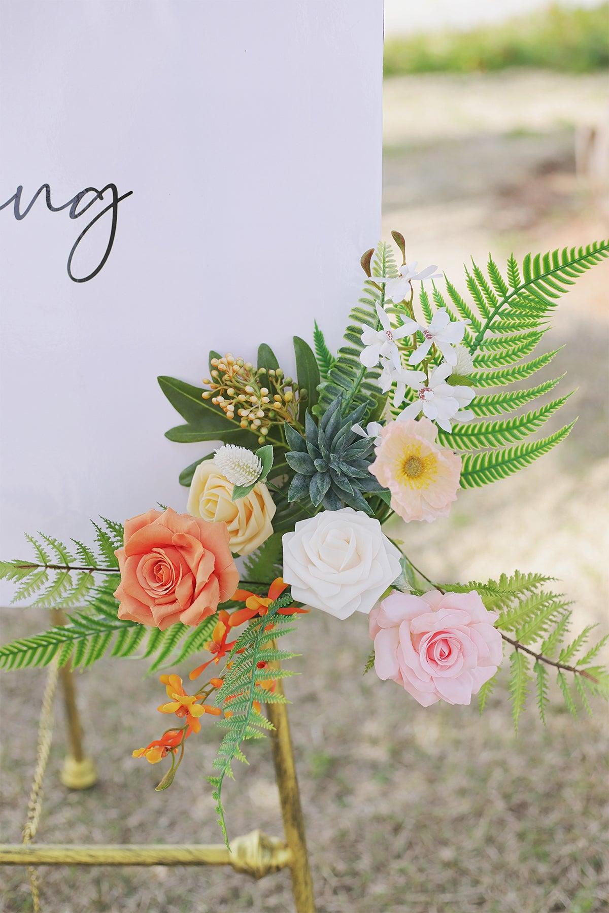 Flower Sign Decor in Tropical Pink & Cream