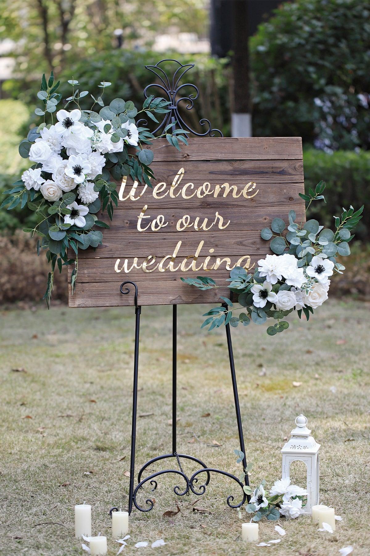 Flower Sign Decor in White & Beige