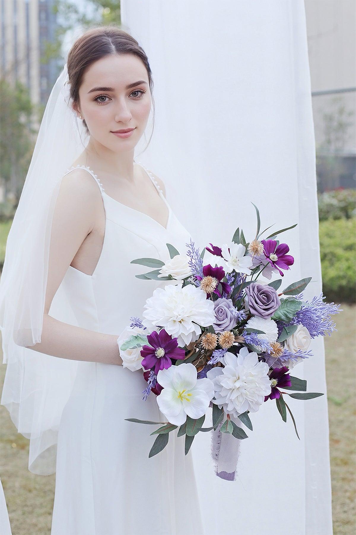 Medium Cascade Bridal Bouquet in Lilac & Gold