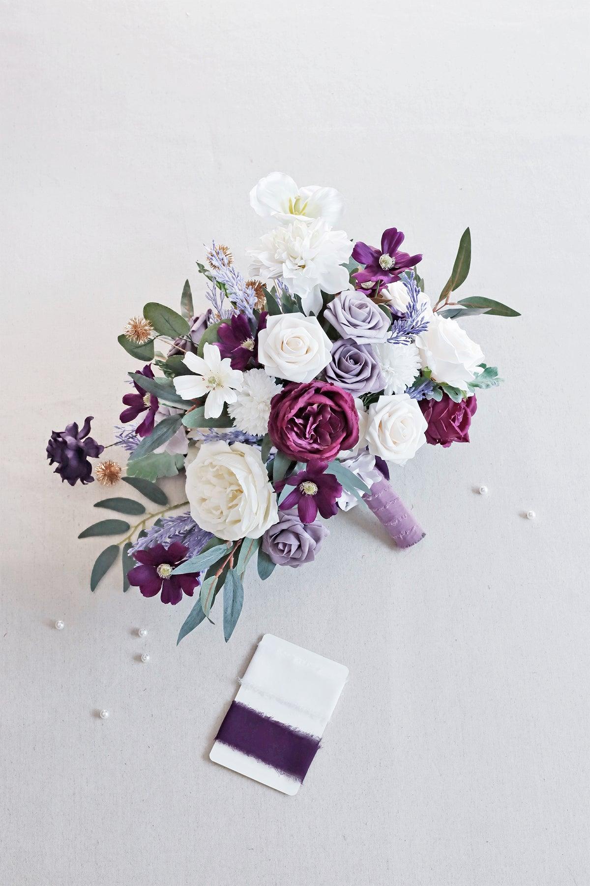 Medium Cascade Bridal Bouquet in Lilac & Gold