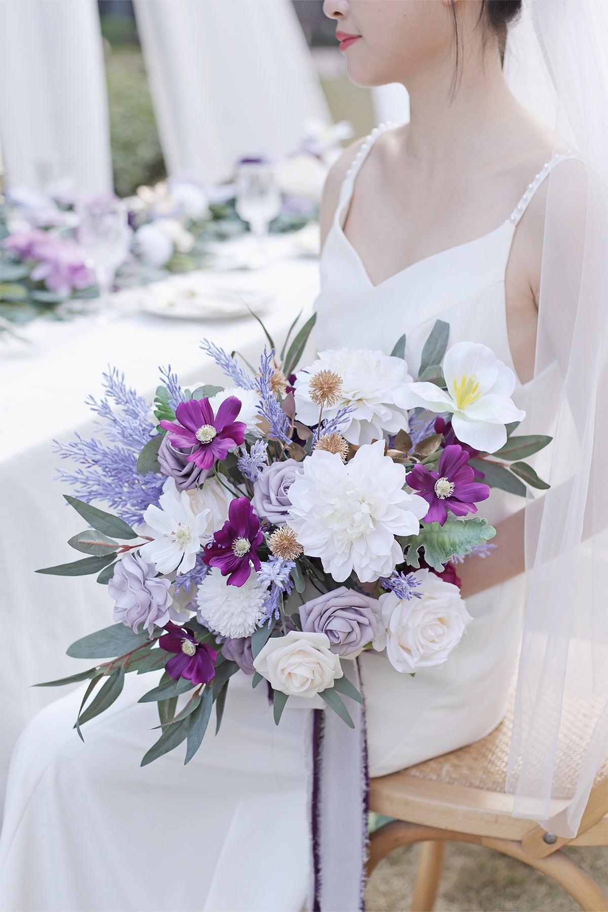 Medium Cascade Bridal Bouquet in Lilac & Gold