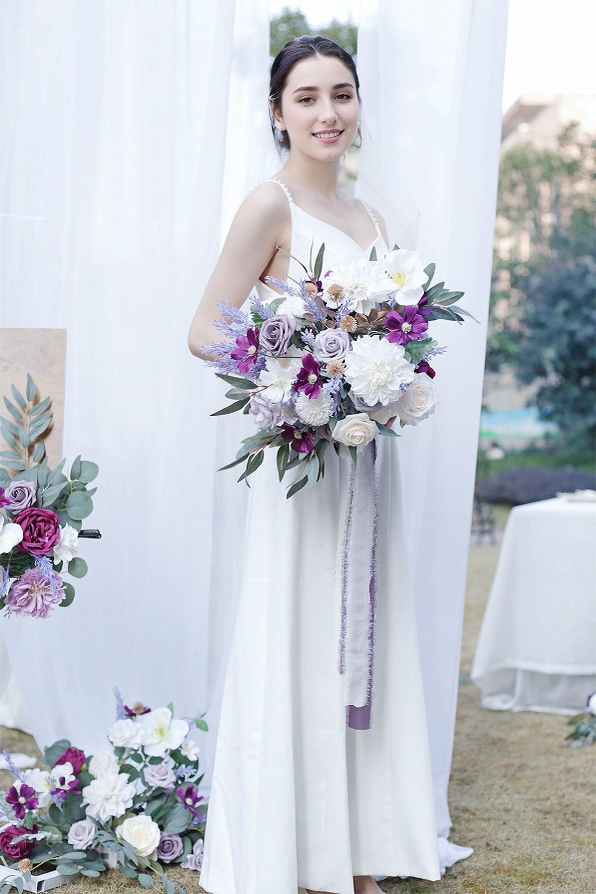 Medium Cascade Bridal Bouquet in Lilac & Gold