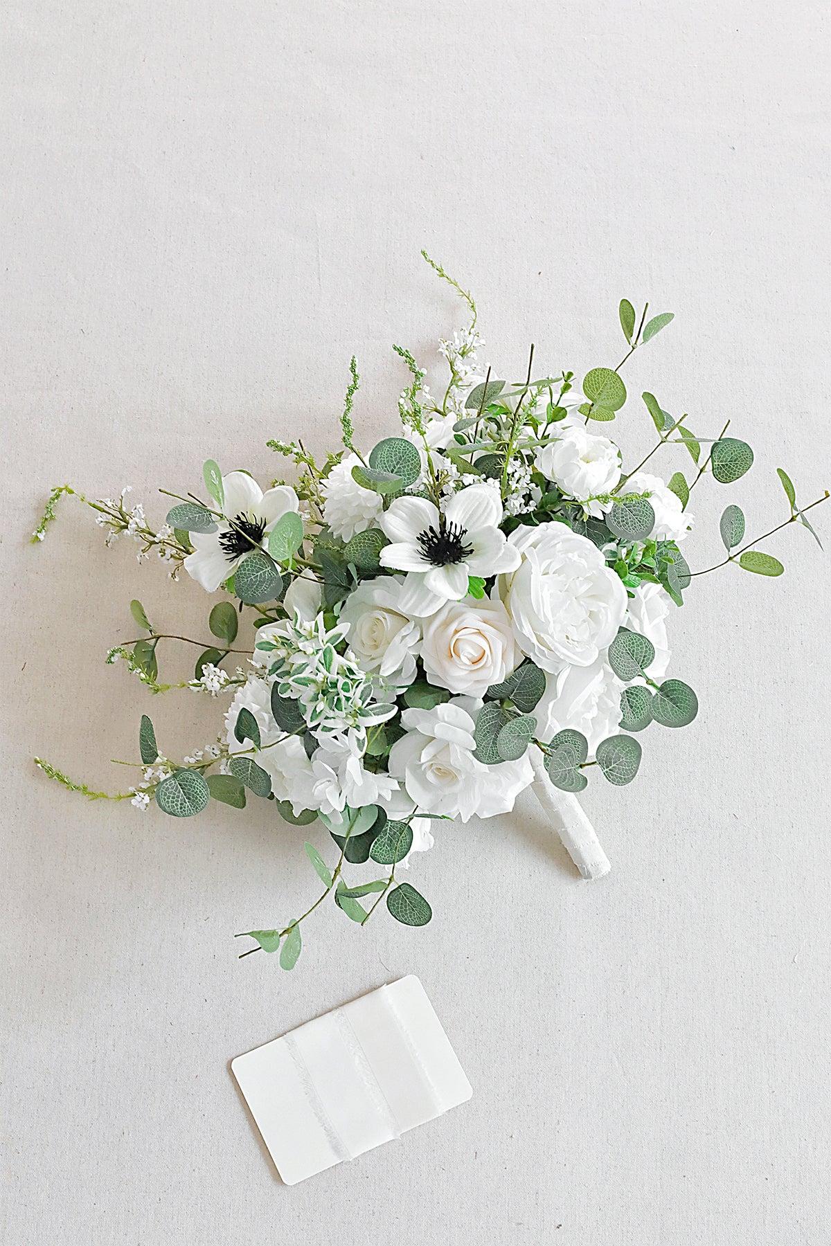 Medium Cascade Bridal Bouquet in White & Beige