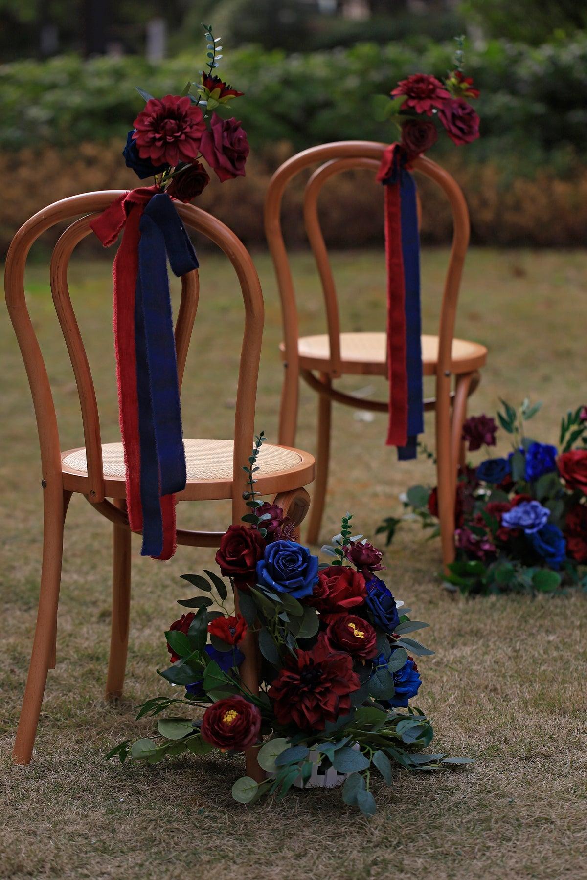 Wedding Aisle Runner Flower Arrangement in Burgundy & Navy