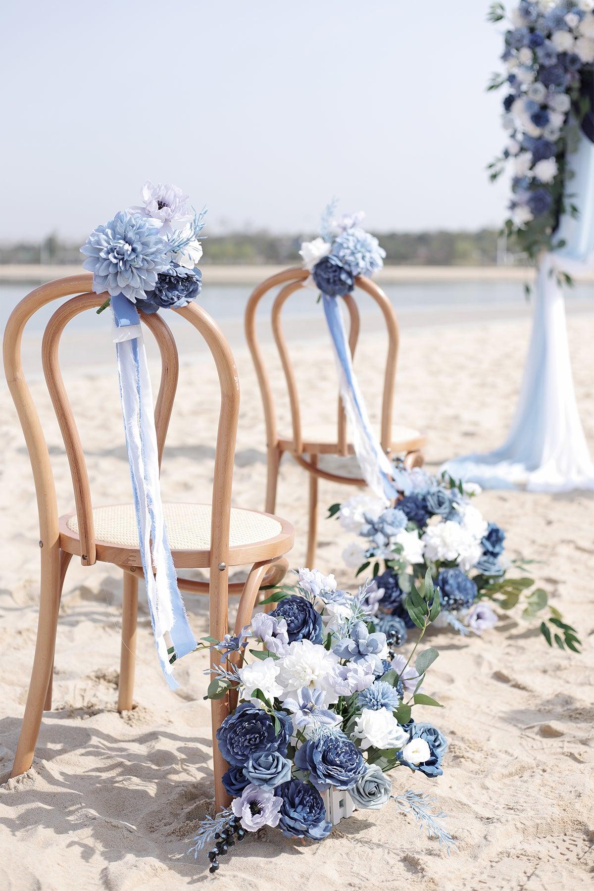 Wedding Aisle Runner Flower Arrangement in Dusty Blue & Navy