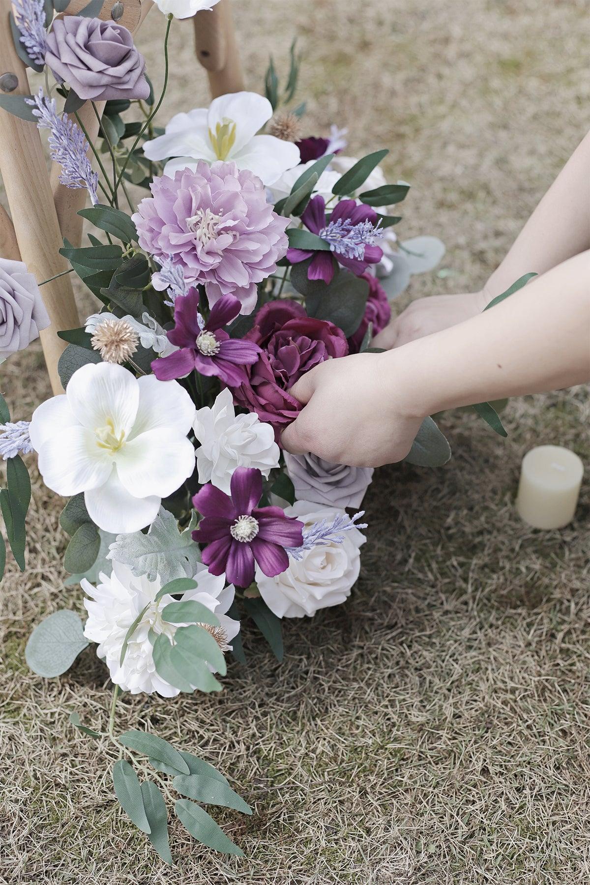 Wedding Aisle Runner Flower Arrangement in Lilac & Gold