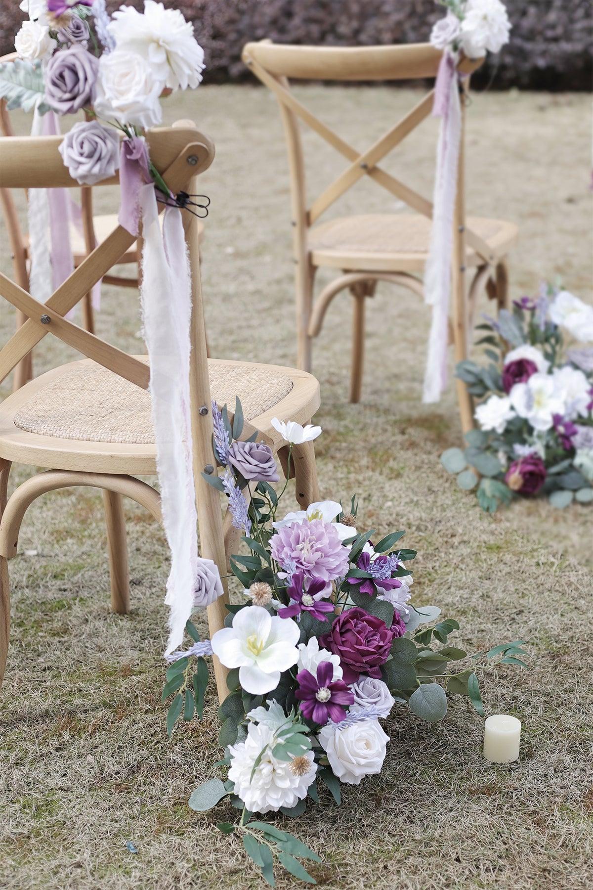 Wedding Aisle Runner Flower Arrangement in Lilac & Gold