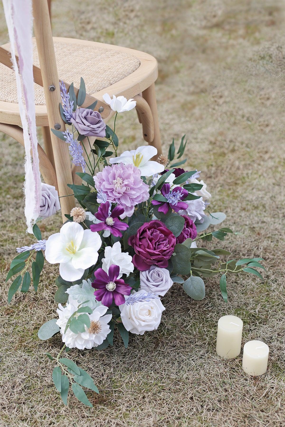 Wedding Aisle Runner Flower Arrangement in Lilac & Gold