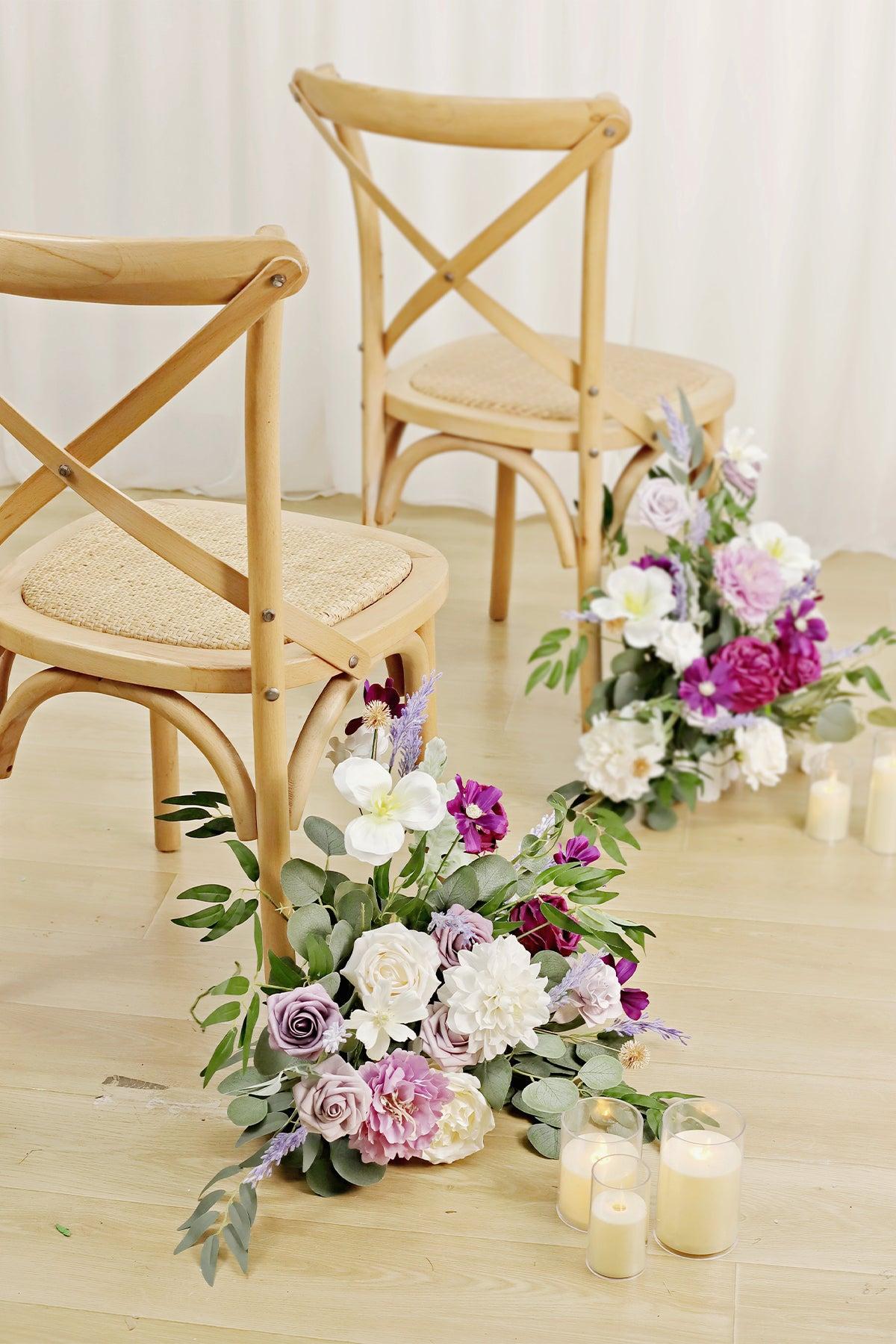 Wedding Aisle Runner Flower Arrangement in Lilac & Gold