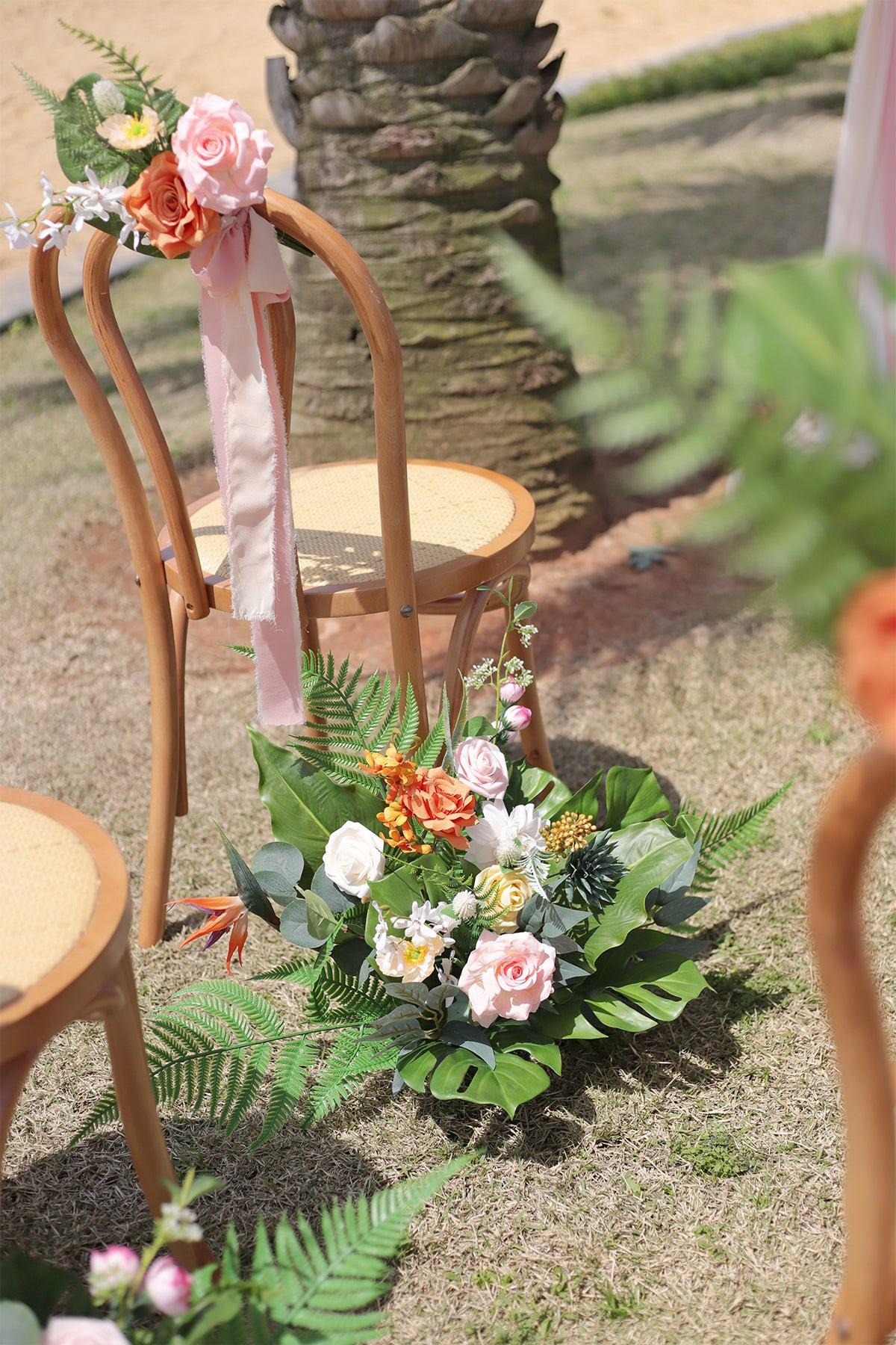 Wedding Aisle Runner Flower Arrangement in Tropical Pink & Cream