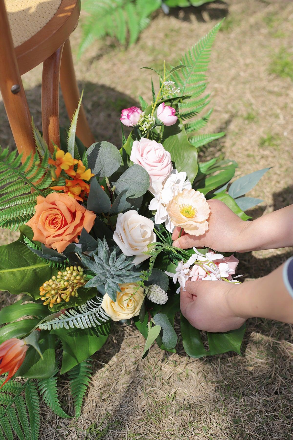 Wedding Aisle Runner Flower Arrangement in Tropical Pink & Cream