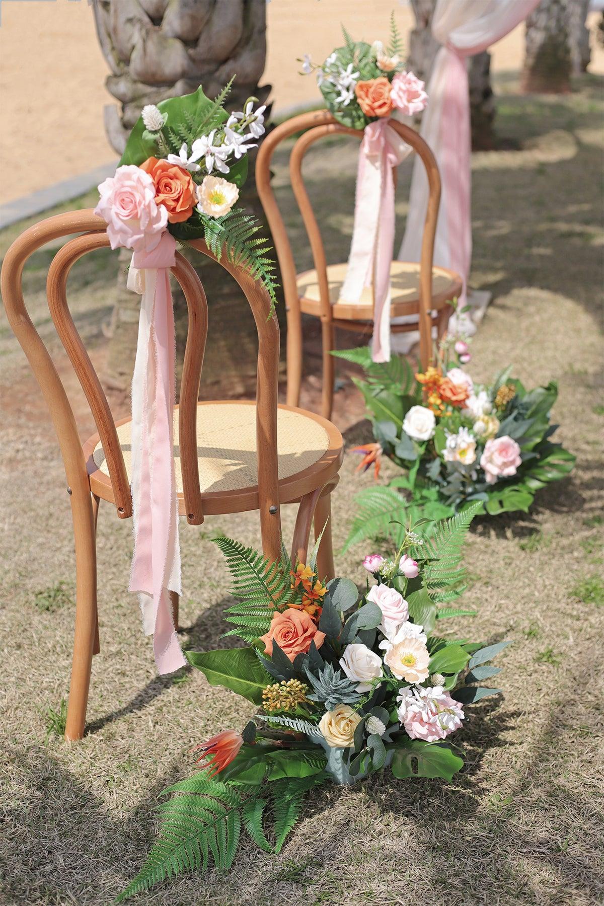 Wedding Aisle Runner Flower Arrangement in Tropical Pink & Cream