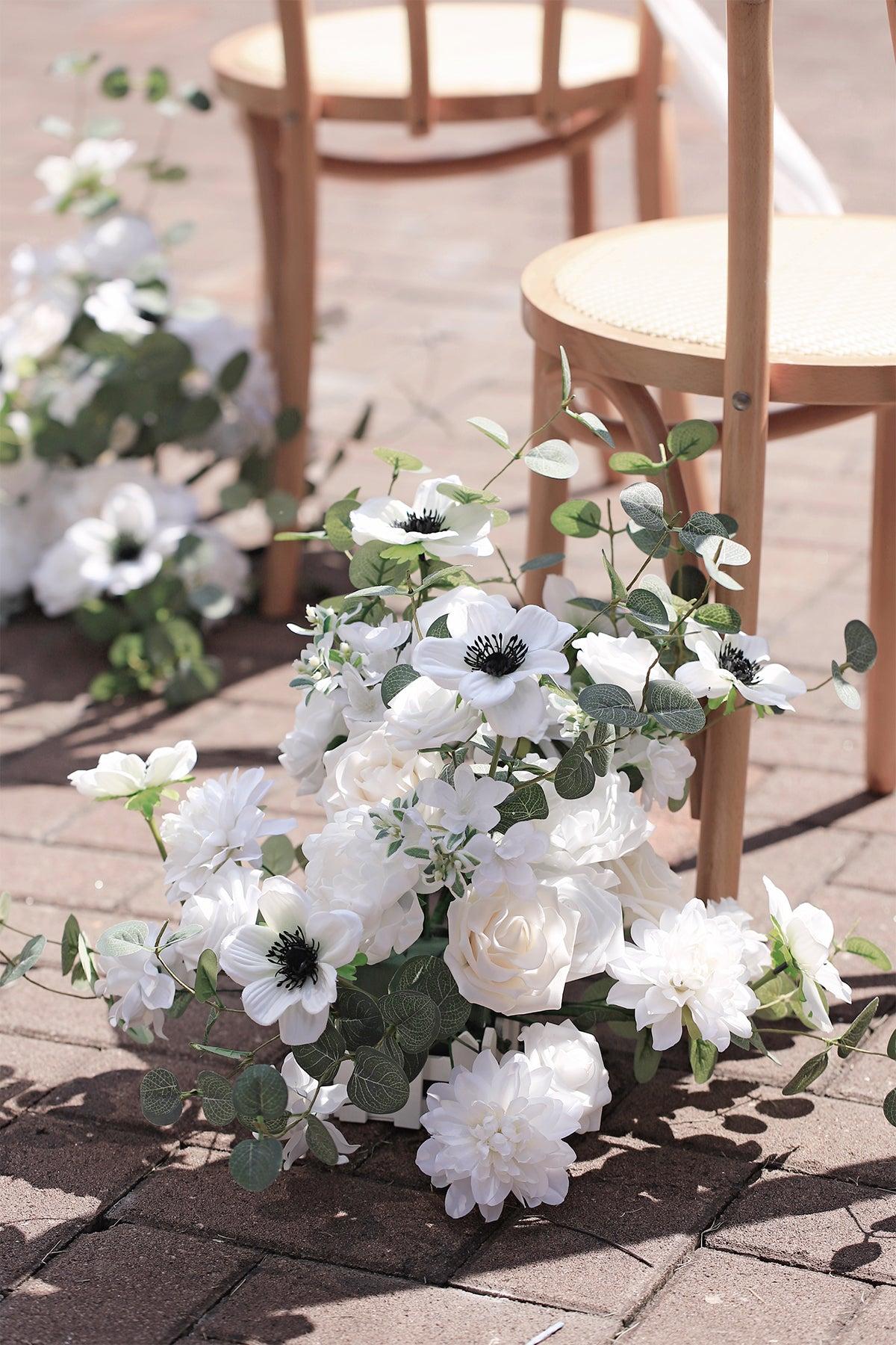 Wedding Aisle Runner Flower Arrangement in White & Beige