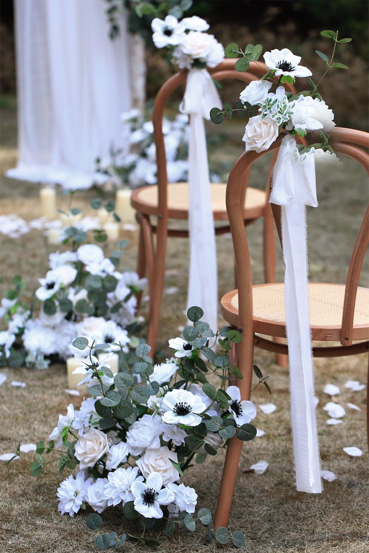 Wedding Aisle Runner Flower Arrangement in White & Beige