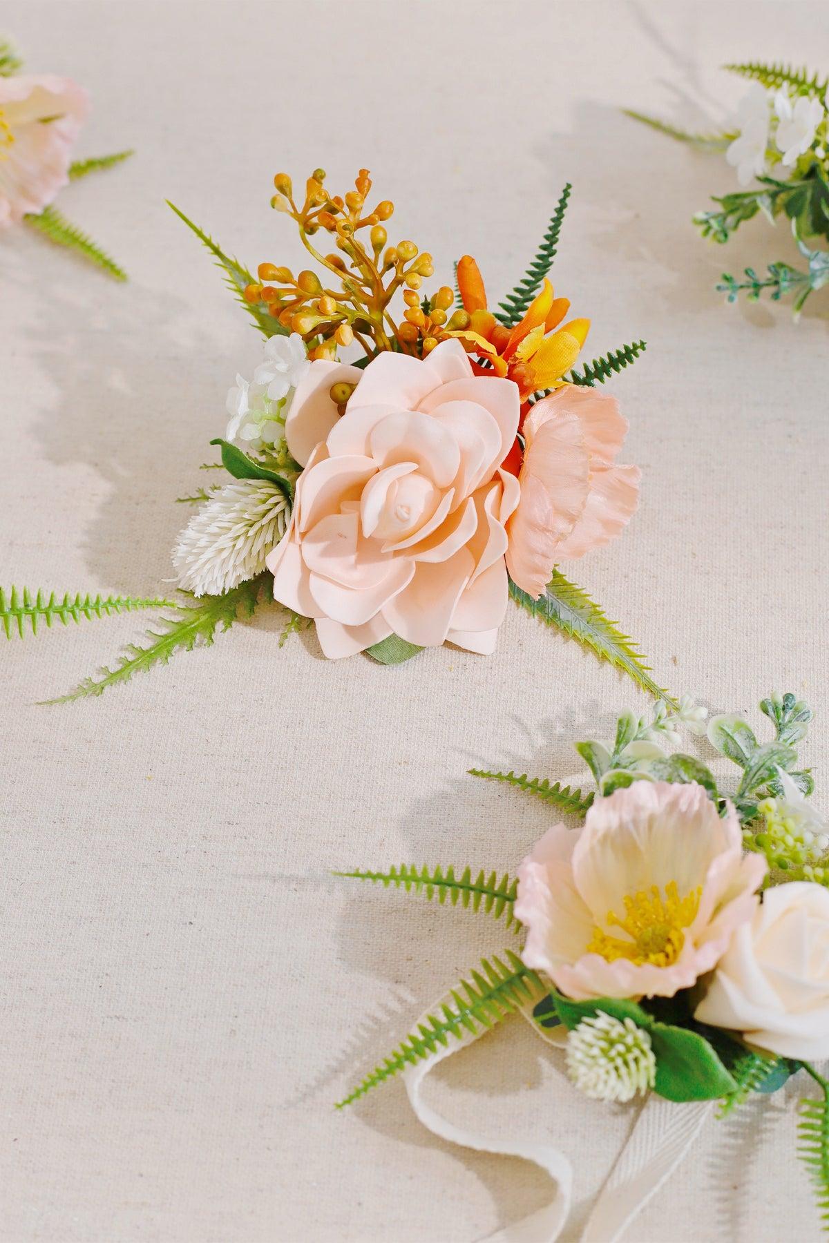 Wrist Corsages in Drapes in Tropical Pink & Cream