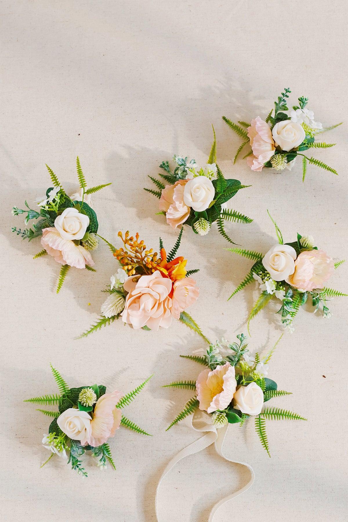 Wrist Corsages in Drapes in Tropical Pink & Cream