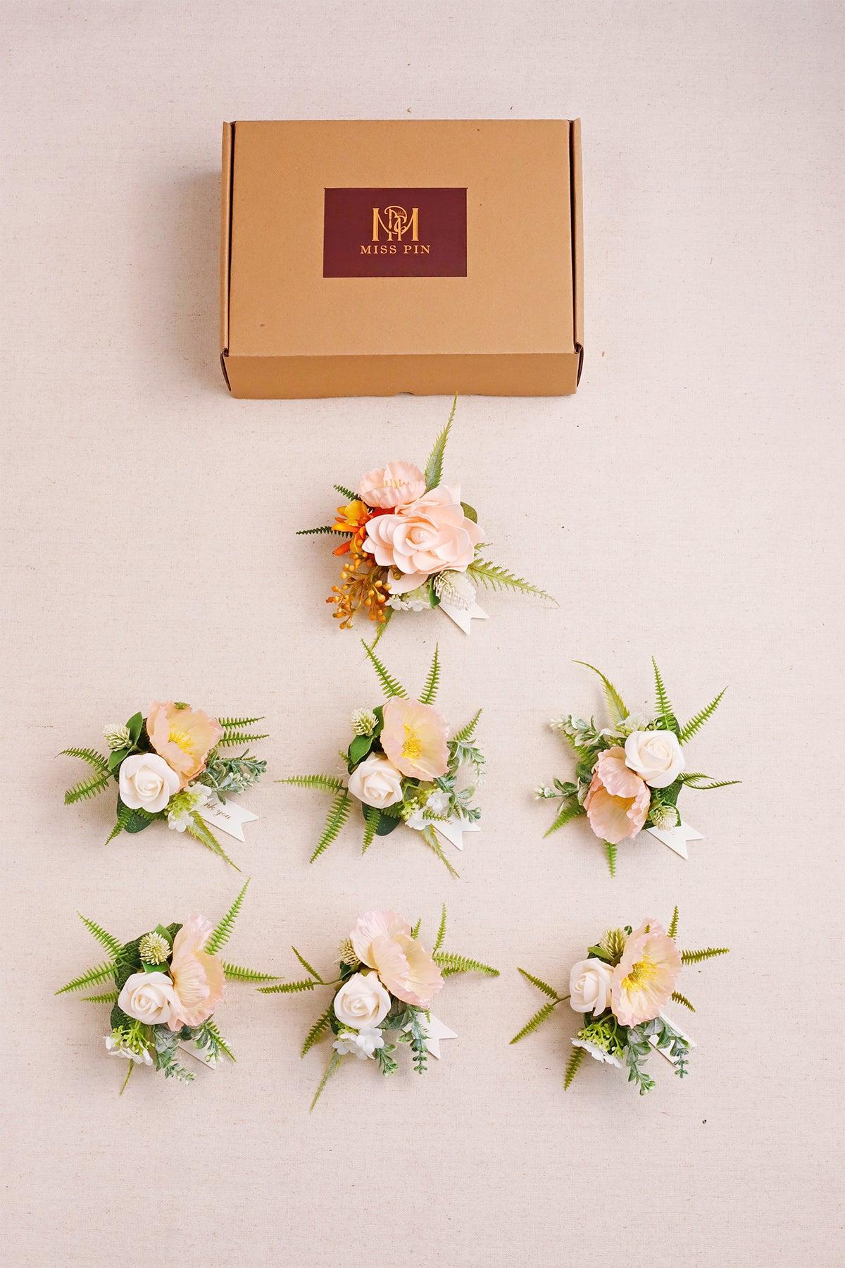 Wrist Corsages in Drapes in Tropical Pink & Cream