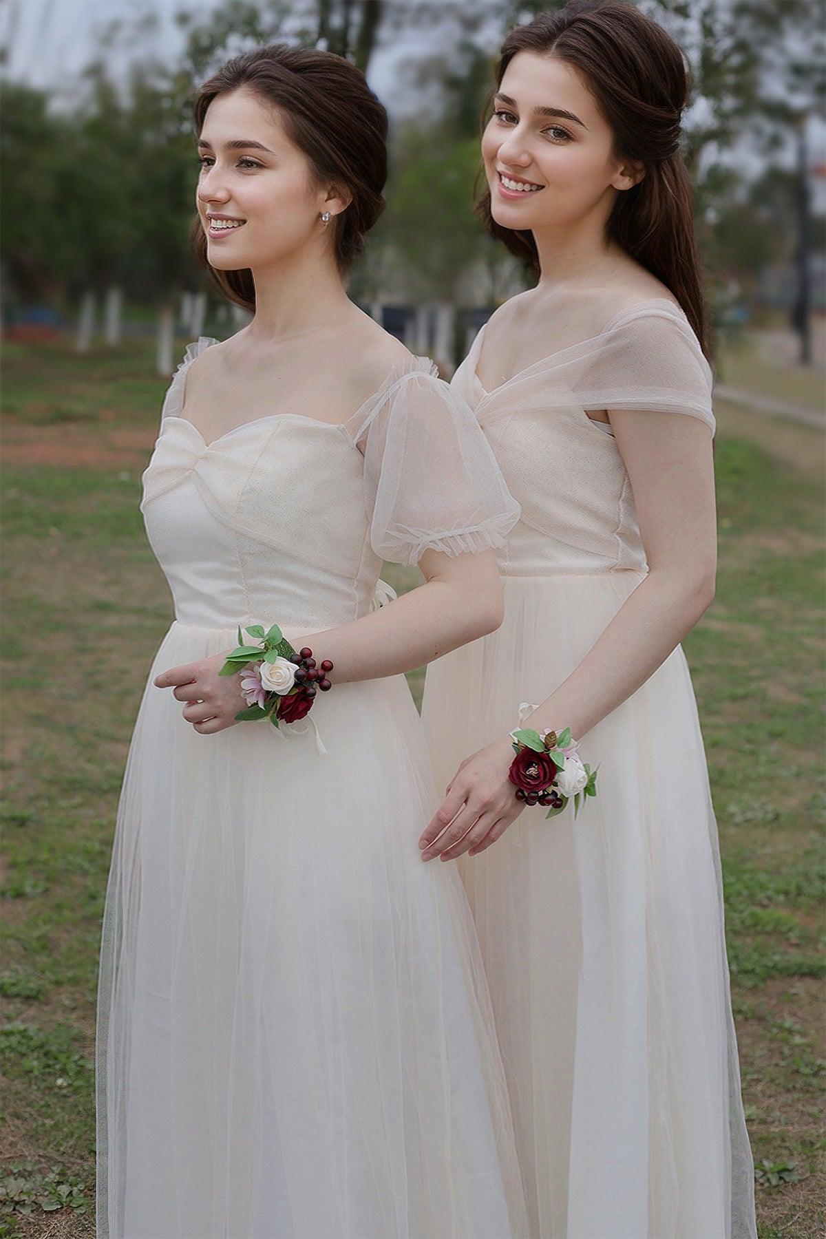 Wrist Corsages in Romantic Marsala