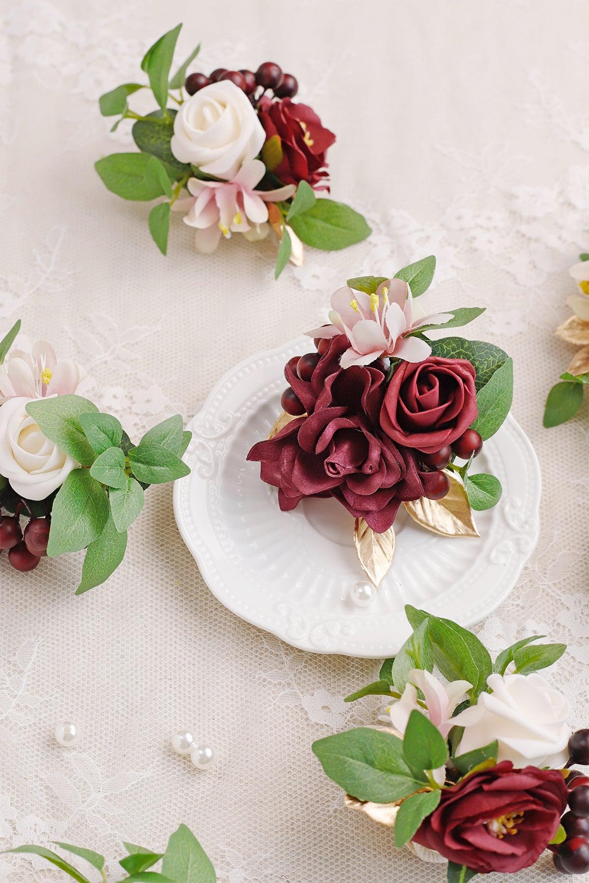 Wrist Corsages in Romantic Marsala