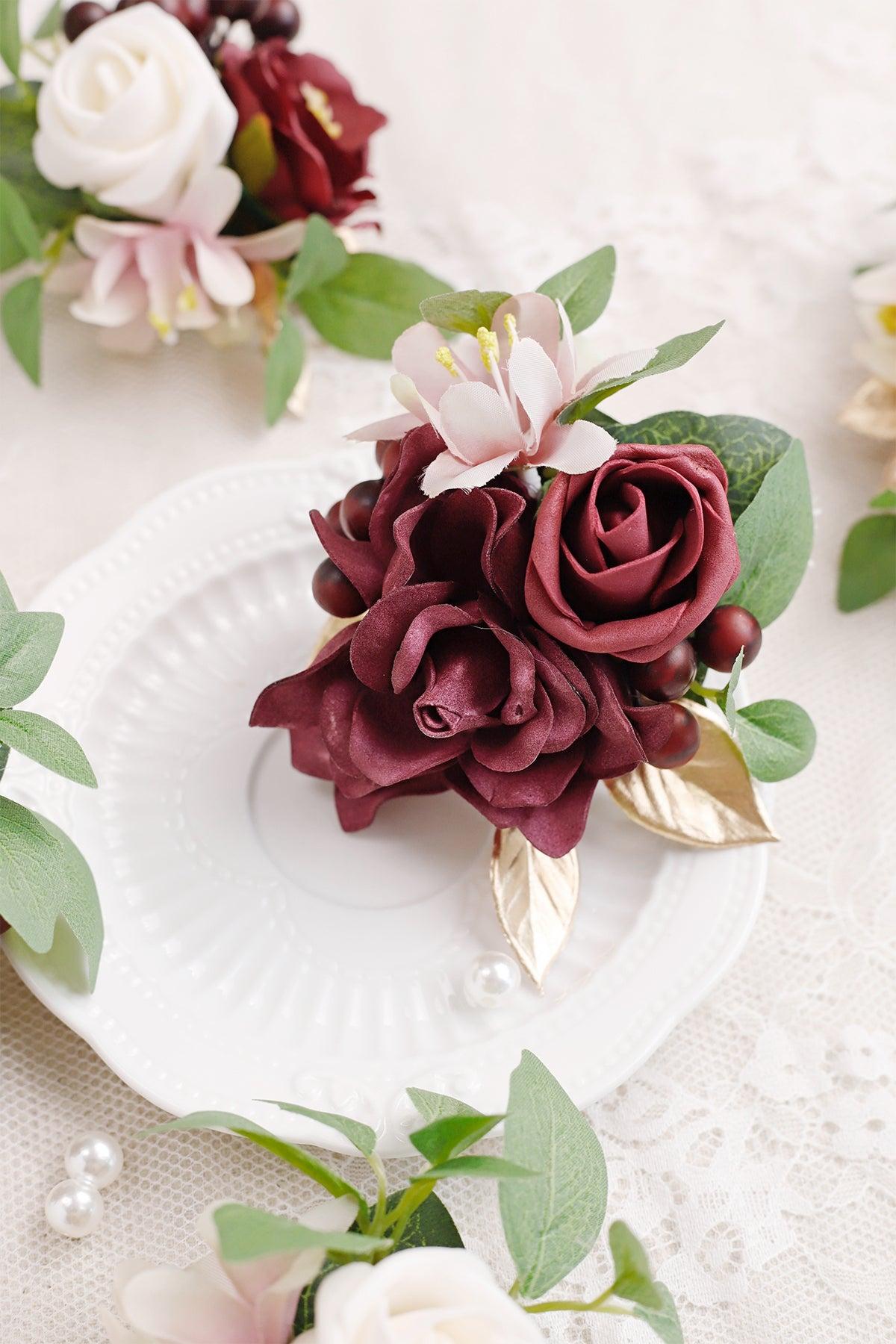 Wrist Corsages in Romantic Marsala