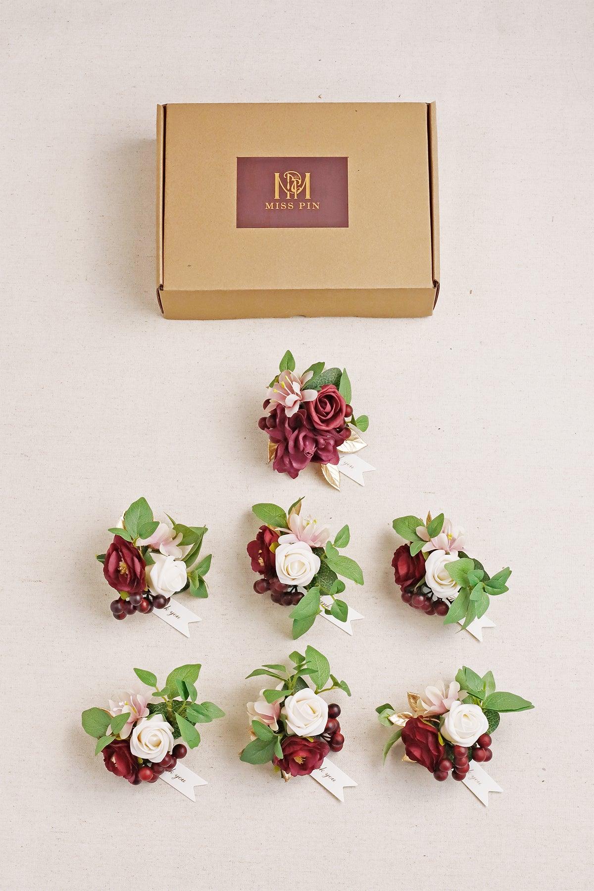 Wrist Corsages in Romantic Marsala