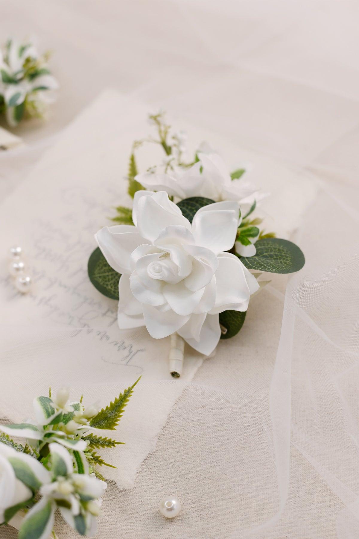 Wrist Corsages in White & Beige