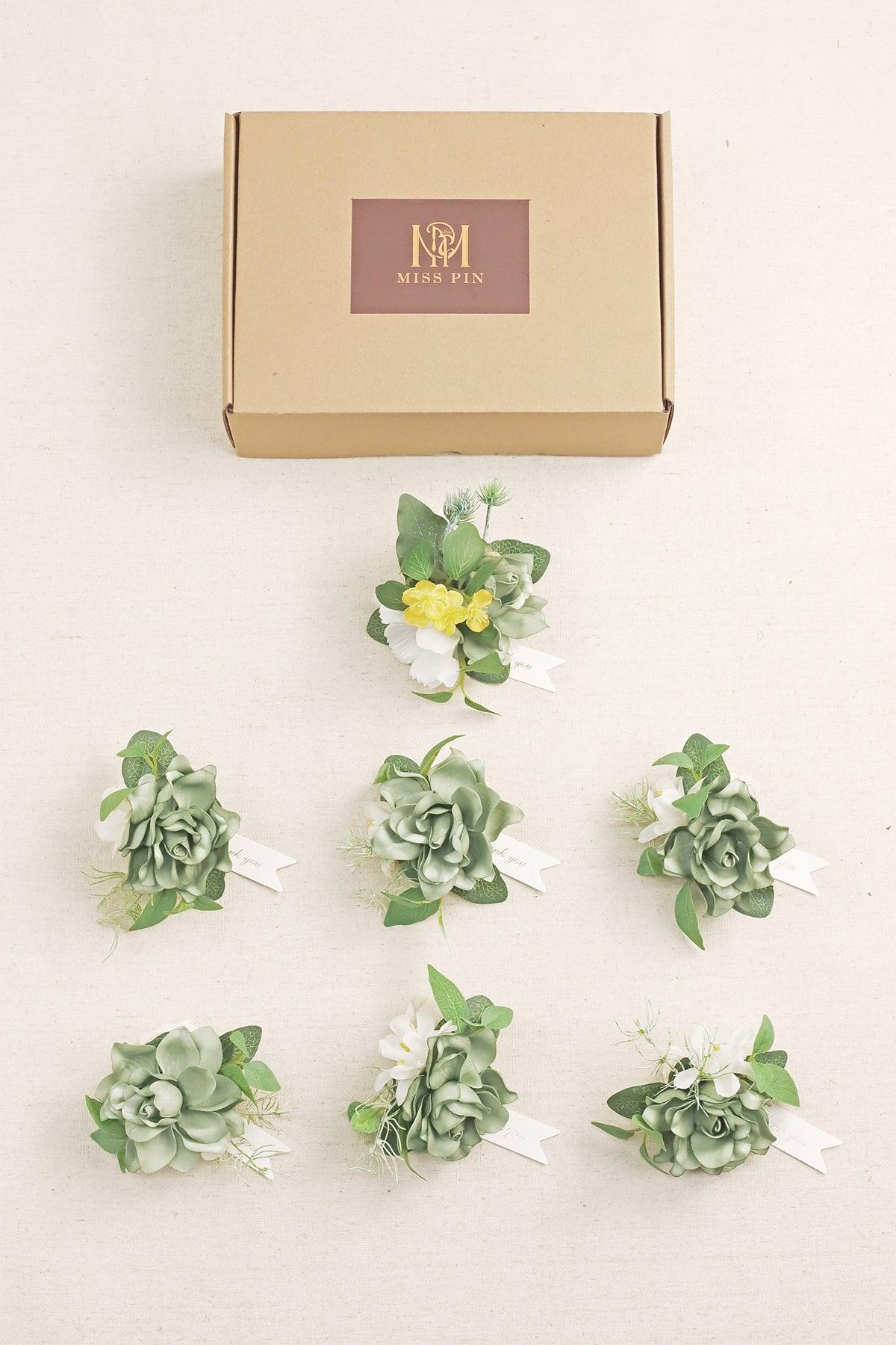 Wrist Corsages in White & Green