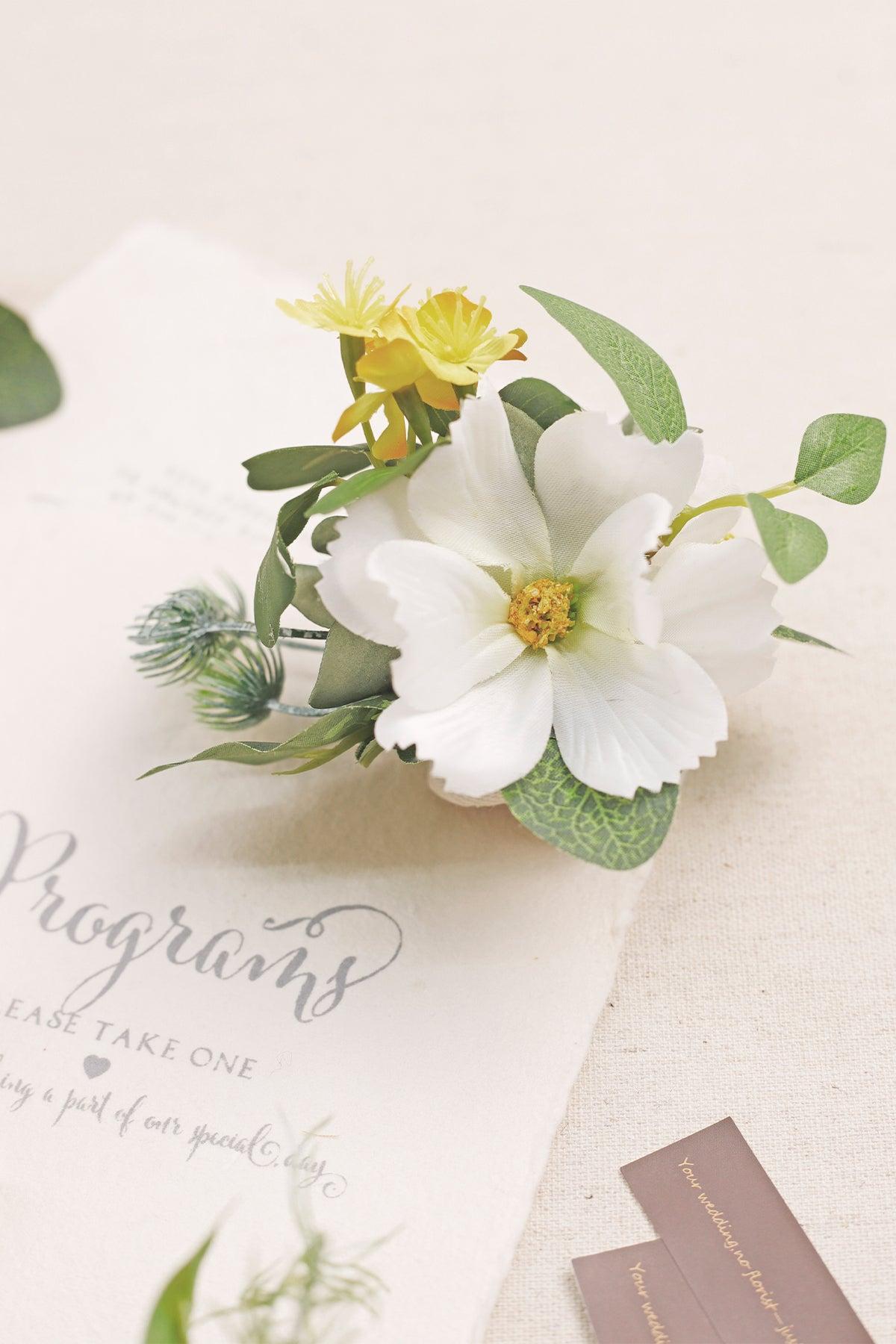 Wrist Corsages in White & Green