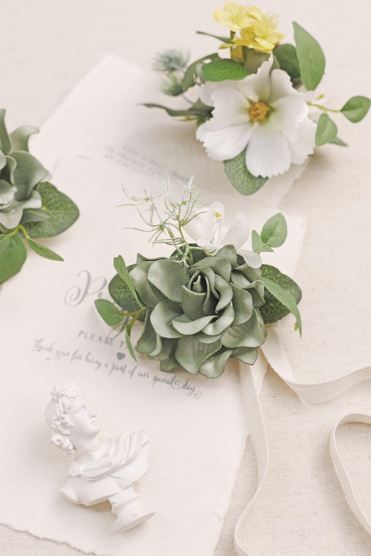 Wrist Corsages in White & Green